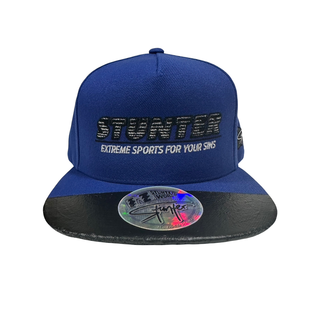 STUNTER WORLD "RED FLAG CONNOISSEUR" Silicone Brim Tip Snapback (Blue)