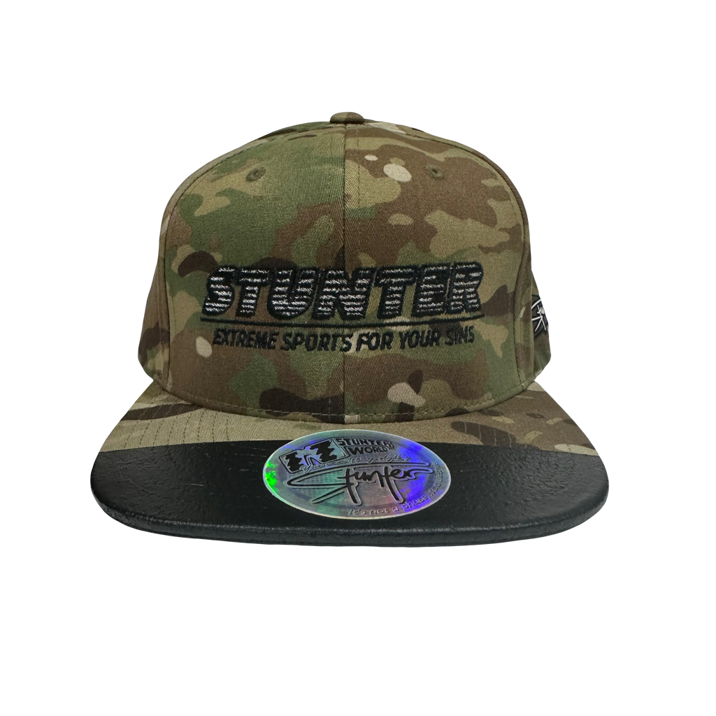 STUNTER WORLD "RED FLAG CONNOISSEUR" Silicone Brim Tip Snapback (Day Camo)