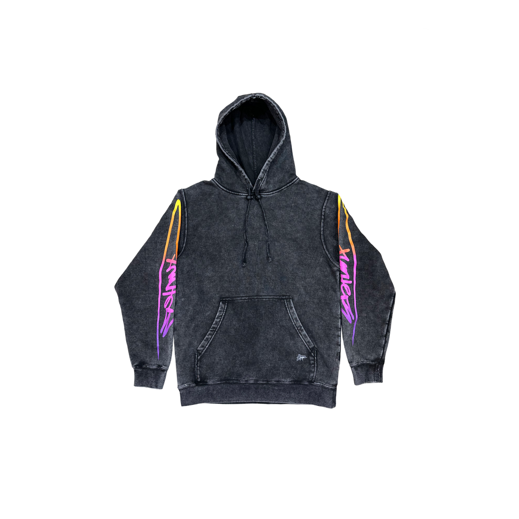 MEDELLIN SUNSET Black Acid Wash Hoodie