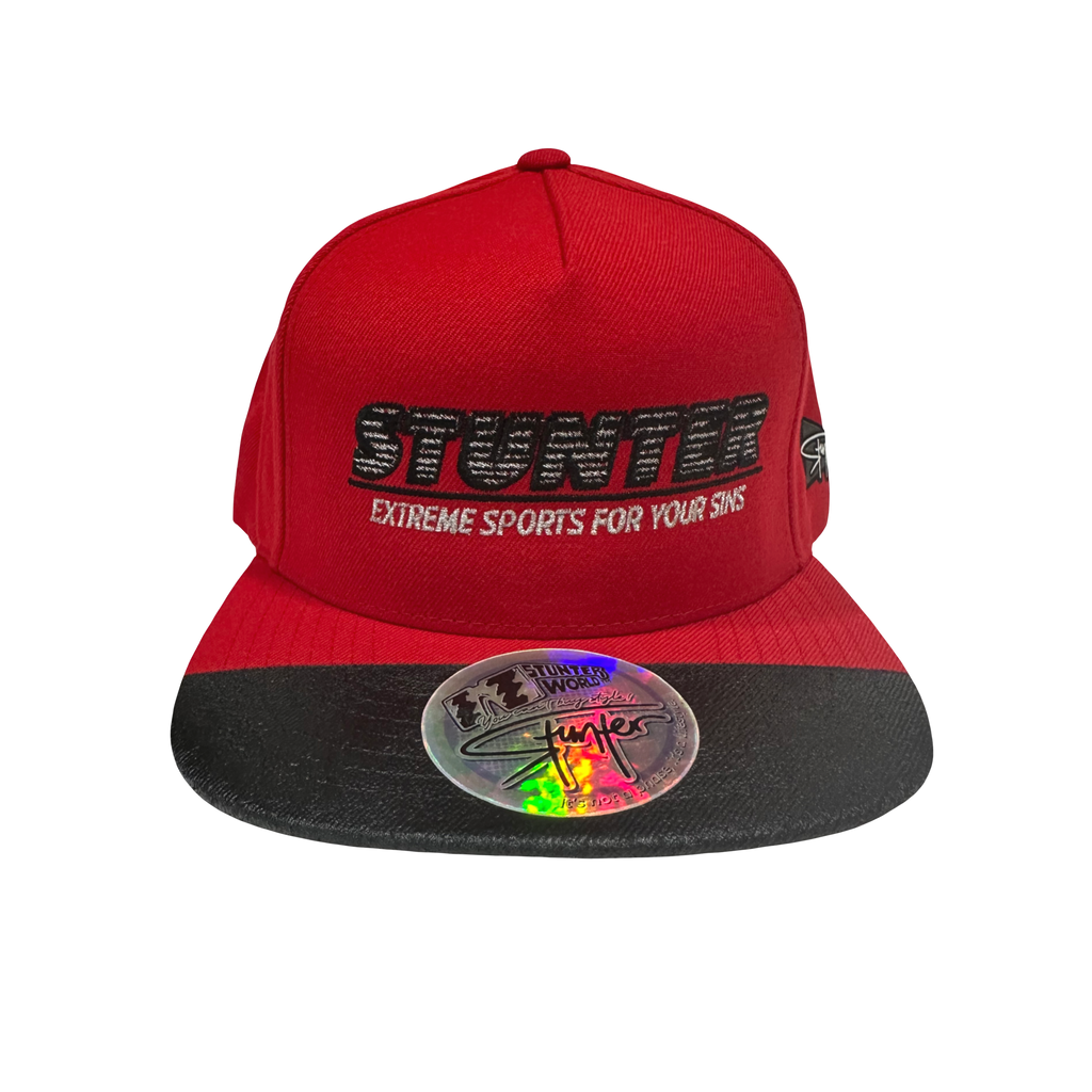 STUNTER WORLD "RED FLAG CONNOISSEUR" Silicone Brim Tip Snapback (Red)