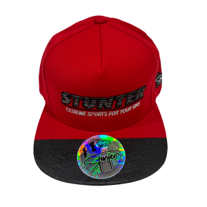 STUNTER WORLD "RED FLAG CONNOISSEUR" Silicone Brim Tip Snapback (Red)