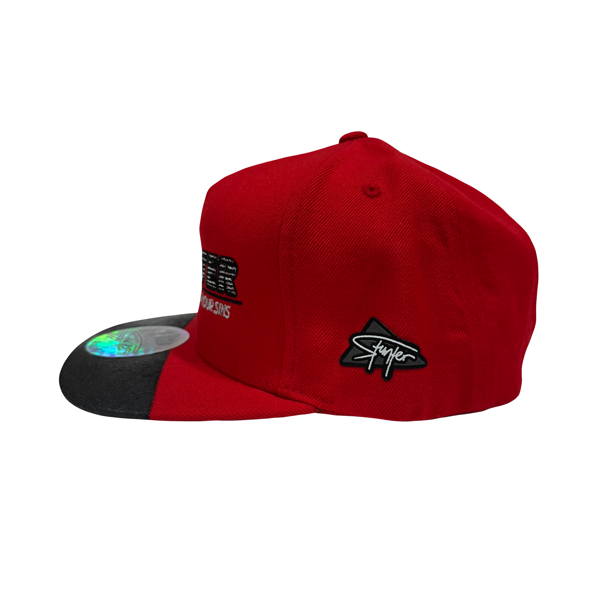 STUNTER WORLD "RED FLAG CONNOISSEUR" Silicone Brim Tip Snapback (Red)